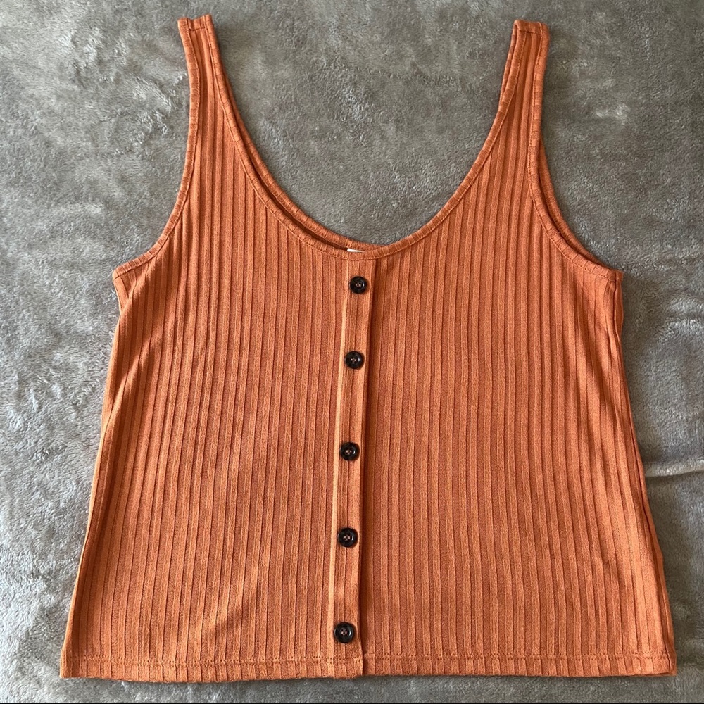 H&M Rust/Orange Ribbed Button Tank - Picture 2 of 5